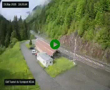 Webcam à l'entrée du tunnel du Somport, côté français, sur la N134, dans les Pyrénées, en direction de l'Espagne, à 1116 mètres d'altitude