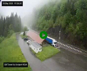 Webcam à l'entrée du tunnel du Somport, côté français, sur la N134, dans les Pyrénées, en direction de l'Espagne, à 1116 mètres d'altitude