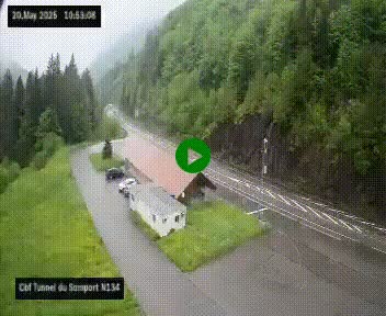 Webcam à l'entrée du tunnel du Somport, côté français, sur la N134, dans les Pyrénées, en direction de l'Espagne, à 1116 mètres d'altitude