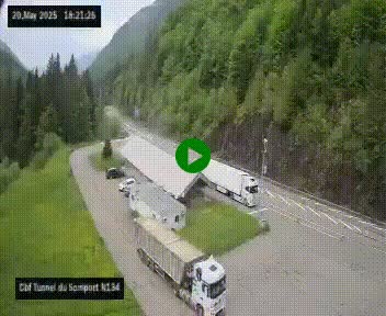 Webcam à l'entrée du tunnel du Somport, côté français, sur la N134, dans les Pyrénées, en direction de l'Espagne, à 1116 mètres d'altitude