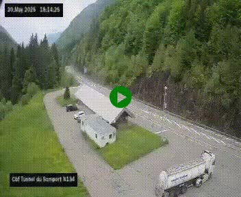Webcam à l'entrée du tunnel du Somport, côté français, sur la N134, dans les Pyrénées, en direction de l'Espagne, à 1116 mètres d'altitude