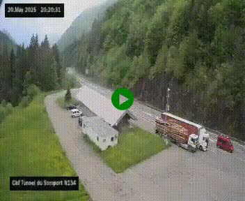 Webcam à l'entrée du tunnel du Somport, côté français, sur la N134, dans les Pyrénées, en direction de l'Espagne, à 1116 mètres d'altitude