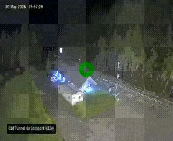 Webcam à l'entrée du tunnel du Somport, côté français, sur la N134, dans les Pyrénées, en direction de l'Espagne, à 1116 mètres d'altitude