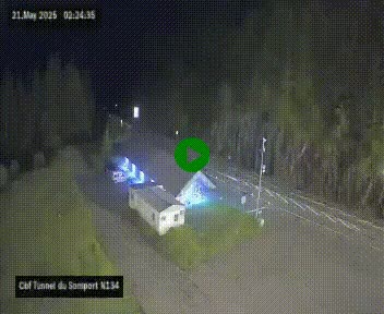 Webcam à l'entrée du tunnel du Somport, côté français, sur la N134, dans les Pyrénées, en direction de l'Espagne, à 1116 mètres d'altitude