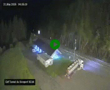 Webcam à l'entrée du tunnel du Somport, côté français, sur la N134, dans les Pyrénées, en direction de l'Espagne, à 1116 mètres d'altitude