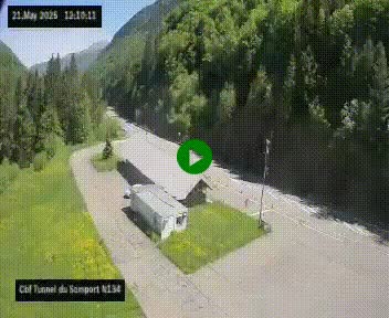 Webcam à l'entrée du tunnel du Somport, côté français, sur la N134, dans les Pyrénées, en direction de l'Espagne, à 1116 mètres d'altitude