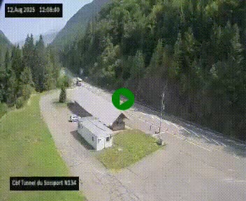 Webcam à l'entrée du tunnel du Somport, côté français, sur la N134, dans les Pyrénées, en direction de l'Espagne, à 1116 mètres d'altitude