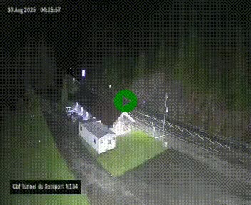 Webcam à l'entrée du tunnel du Somport, côté français, sur la N134, dans les Pyrénées, en direction de l'Espagne, à 1116 mètres d'altitude