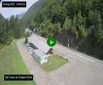 Webcam à l'entrée du tunnel du Somport, côté français, sur la N134, dans les Pyrénées, en direction de l'Espagne, à 1116 mètres d'altitude