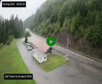 Webcam à l'entrée du tunnel du Somport, côté français, sur la N134, dans les Pyrénées, en direction de l'Espagne, à 1116 mètres d'altitude