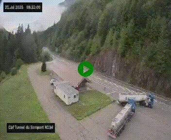 <h2>Webcam à l'entrée du tunnel du Somport, côté français, sur la N134, dans les Pyrénées, en direction de l'Espagne, à 1116 mètres d'altitude</h2>