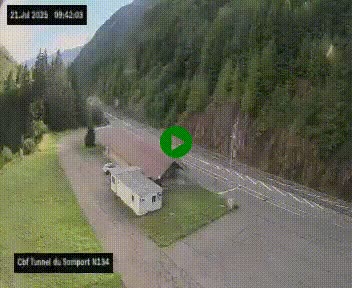 <h2>Webcam à l'entrée du tunnel du Somport, côté français, sur la N134, dans les Pyrénées, en direction de l'Espagne, à 1116 mètres d'altitude</h2>