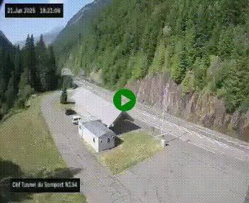 <h2>Webcam à l'entrée du tunnel du Somport, côté français, sur la N134, dans les Pyrénées, en direction de l'Espagne, à 1116 mètres d'altitude</h2>