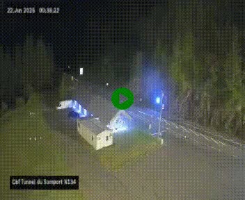 <h2>Webcam à l'entrée du tunnel du Somport, côté français, sur la N134, dans les Pyrénées, en direction de l'Espagne, à 1116 mètres d'altitude</h2>
