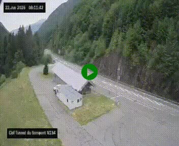 <h2>Webcam à l'entrée du tunnel du Somport, côté français, sur la N134, dans les Pyrénées, en direction de l'Espagne, à 1116 mètres d'altitude</h2>
