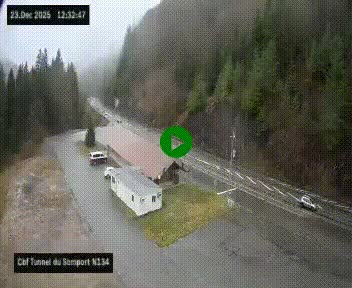 <h2>Webcam à l'entrée du tunnel du Somport, côté français, sur la N134, dans les Pyrénées, en direction de l'Espagne, à 1116 mètres d'altitude</h2>