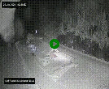 Webcam à l'entrée du tunnel du Somport, côté français, sur la N134, dans les Pyrénées, en direction de l'Espagne, à 1116 mètres d'altitude
