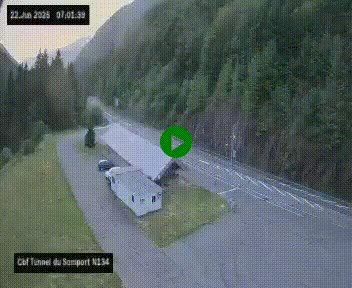 <h2>Webcam à l'entrée du tunnel du Somport, côté français, sur la N134, dans les Pyrénées, en direction de l'Espagne, à 1116 mètres d'altitude</h2>