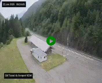 <h2>Webcam à l'entrée du tunnel du Somport, côté français, sur la N134, dans les Pyrénées, en direction de l'Espagne, à 1116 mètres d'altitude</h2>