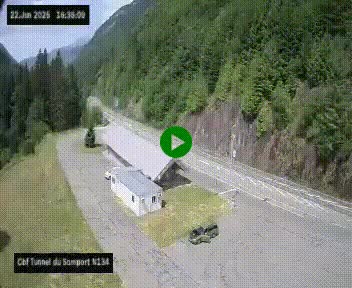 <h2>Webcam à l'entrée du tunnel du Somport, côté français, sur la N134, dans les Pyrénées, en direction de l'Espagne, à 1116 mètres d'altitude</h2>