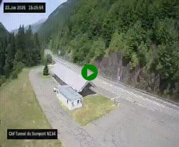 <h2>Webcam à l'entrée du tunnel du Somport, côté français, sur la N134, dans les Pyrénées, en direction de l'Espagne, à 1116 mètres d'altitude</h2>