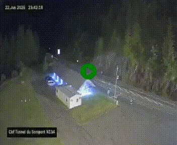 <h2>Webcam à l'entrée du tunnel du Somport, côté français, sur la N134, dans les Pyrénées, en direction de l'Espagne, à 1116 mètres d'altitude</h2>