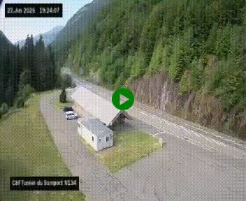 <h2>Webcam à l'entrée du tunnel du Somport, côté français, sur la N134, dans les Pyrénées, en direction de l'Espagne, à 1116 mètres d'altitude</h2>