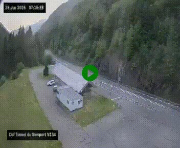 <h2>Webcam à l'entrée du tunnel du Somport, côté français, sur la N134, dans les Pyrénées, en direction de l'Espagne, à 1116 mètres d'altitude</h2>
