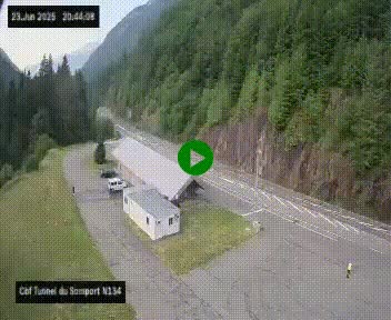 <h2>Webcam à l'entrée du tunnel du Somport, côté français, sur la N134, dans les Pyrénées, en direction de l'Espagne, à 1116 mètres d'altitude</h2>