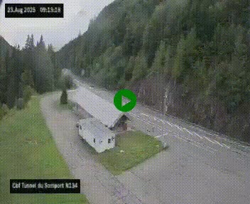 <h2>Webcam à l'entrée du tunnel du Somport, côté français, sur la N134, dans les Pyrénées, en direction de l'Espagne, à 1116 mètres d'altitude</h2>