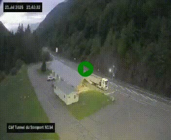 <h2>Webcam à l'entrée du tunnel du Somport, côté français, sur la N134, dans les Pyrénées, en direction de l'Espagne, à 1116 mètres d'altitude</h2>