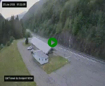 <h2>Webcam à l'entrée du tunnel du Somport, côté français, sur la N134, dans les Pyrénées, en direction de l'Espagne, à 1116 mètres d'altitude</h2>