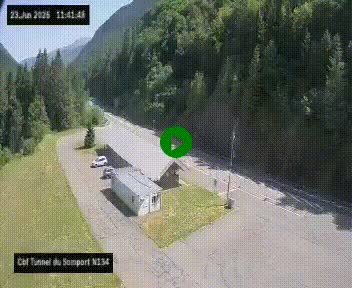 <h2>Webcam à l'entrée du tunnel du Somport, côté français, sur la N134, dans les Pyrénées, en direction de l'Espagne, à 1116 mètres d'altitude</h2>