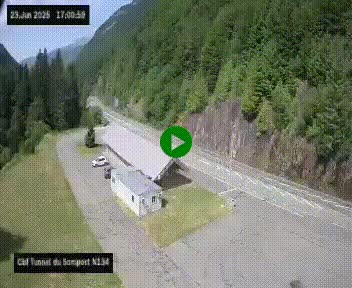 <h2>Webcam à l'entrée du tunnel du Somport, côté français, sur la N134, dans les Pyrénées, en direction de l'Espagne, à 1116 mètres d'altitude</h2>