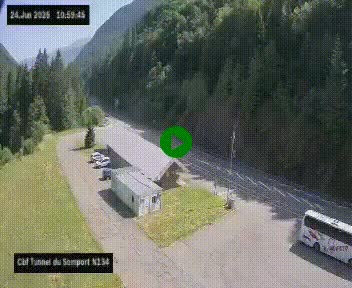 <h2>Webcam à l'entrée du tunnel du Somport, côté français, sur la N134, dans les Pyrénées, en direction de l'Espagne, à 1116 mètres d'altitude</h2>