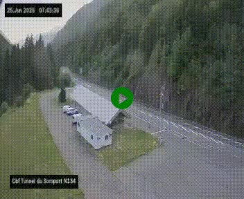 <h2>Webcam à l'entrée du tunnel du Somport, côté français, sur la N134, dans les Pyrénées, en direction de l'Espagne, à 1116 mètres d'altitude</h2>