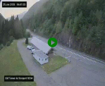 <h2>Webcam à l'entrée du tunnel du Somport, côté français, sur la N134, dans les Pyrénées, en direction de l'Espagne, à 1116 mètres d'altitude</h2>