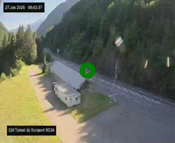 <h2>Webcam à l'entrée du tunnel du Somport, côté français, sur la N134, dans les Pyrénées, en direction de l'Espagne, à 1116 mètres d'altitude</h2>
