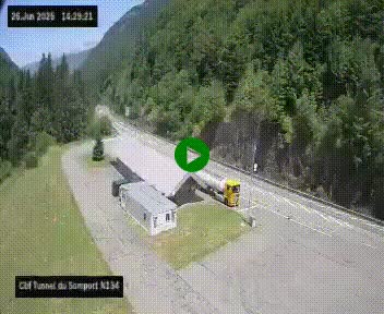 <h2>Webcam à l'entrée du tunnel du Somport, côté français, sur la N134, dans les Pyrénées, en direction de l'Espagne, à 1116 mètres d'altitude</h2>