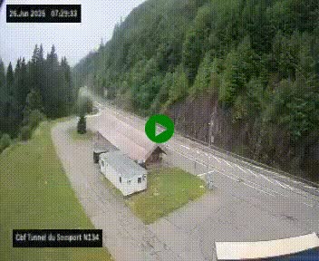 <h2>Webcam à l'entrée du tunnel du Somport, côté français, sur la N134, dans les Pyrénées, en direction de l'Espagne, à 1116 mètres d'altitude</h2>