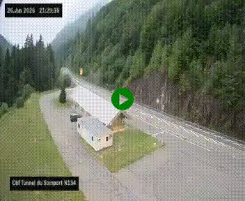 <h2>Webcam à l'entrée du tunnel du Somport, côté français, sur la N134, dans les Pyrénées, en direction de l'Espagne, à 1116 mètres d'altitude</h2>