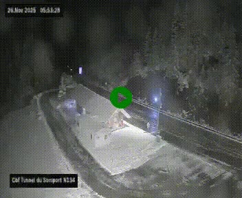<h2>Webcam à l'entrée du tunnel du Somport, côté français, sur la N134, dans les Pyrénées, en direction de l'Espagne, à 1116 mètres d'altitude</h2>