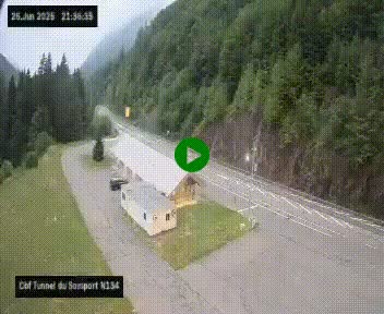 <h2>Webcam à l'entrée du tunnel du Somport, côté français, sur la N134, dans les Pyrénées, en direction de l'Espagne, à 1116 mètres d'altitude</h2>