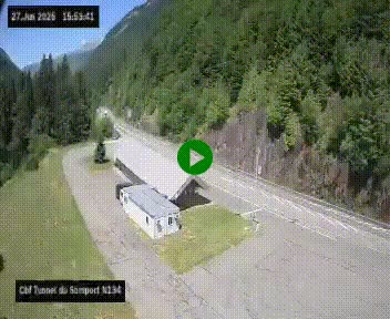 <h2>Webcam à l'entrée du tunnel du Somport, côté français, sur la N134, dans les Pyrénées, en direction de l'Espagne, à 1116 mètres d'altitude</h2>