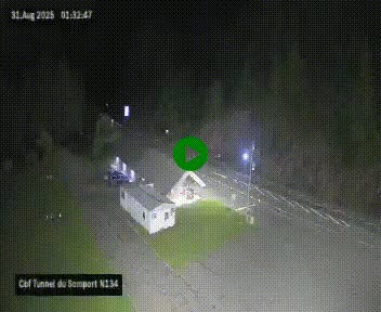 <h2>Webcam à l'entrée du tunnel du Somport, côté français, sur la N134, dans les Pyrénées, en direction de l'Espagne, à 1116 mètres d'altitude</h2>