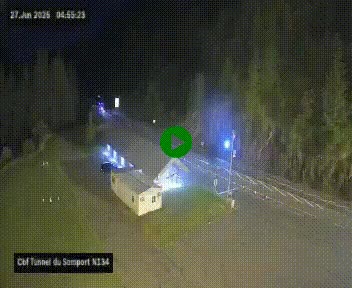 <h2>Webcam à l'entrée du tunnel du Somport, côté français, sur la N134, dans les Pyrénées, en direction de l'Espagne, à 1116 mètres d'altitude</h2>