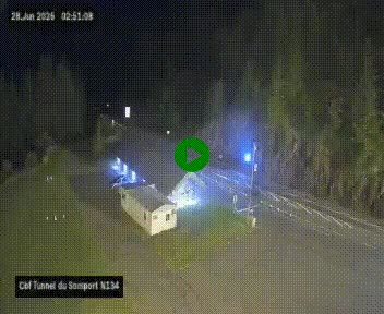 <h2>Webcam à l'entrée du tunnel du Somport, côté français, sur la N134, dans les Pyrénées, en direction de l'Espagne, à 1116 mètres d'altitude</h2>