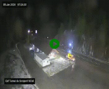 <h2>Webcam à l'entrée du tunnel du Somport, côté français, sur la N134, dans les Pyrénées, en direction de l'Espagne, à 1116 mètres d'altitude</h2>
