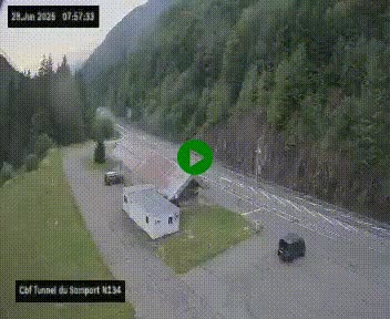 <h2>Webcam à l'entrée du tunnel du Somport, côté français, sur la N134, dans les Pyrénées, en direction de l'Espagne, à 1116 mètres d'altitude</h2>