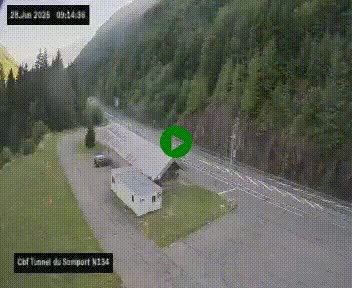 <h2>Webcam à l'entrée du tunnel du Somport, côté français, sur la N134, dans les Pyrénées, en direction de l'Espagne, à 1116 mètres d'altitude</h2>